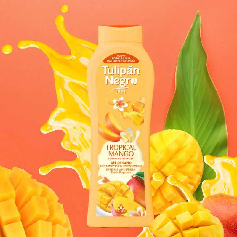 Lot de 6 (1,6€ La pièce) Gel douche tropical mango 650ml - Tulipan Negro Lot de 6 (1,6€ La pièce) Gel douche tropical mango 650ml - Tulipan Negro