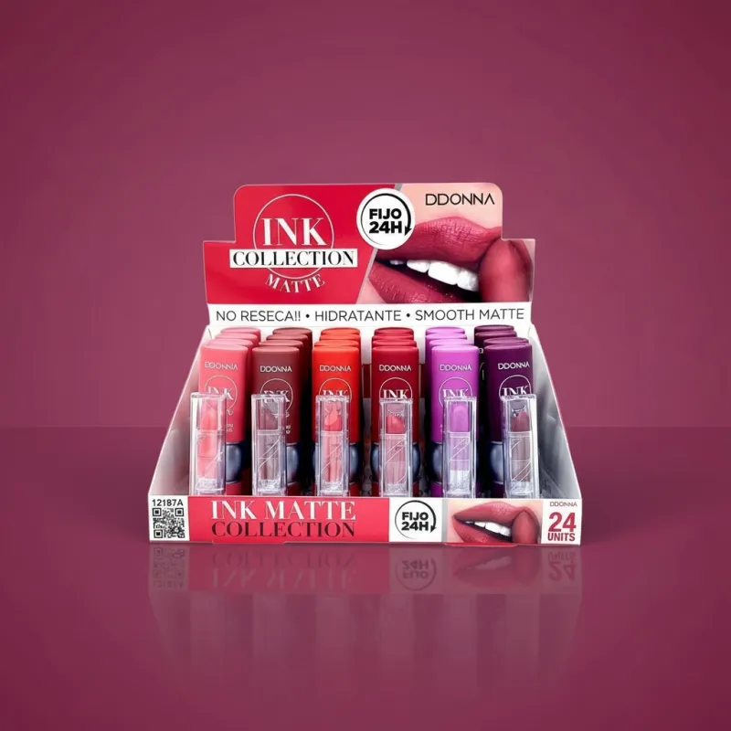 Lot de 24 (1€ la pièce) ROUGE À LÈVRES INK COLLECTION MATTE DDONNA 12187A