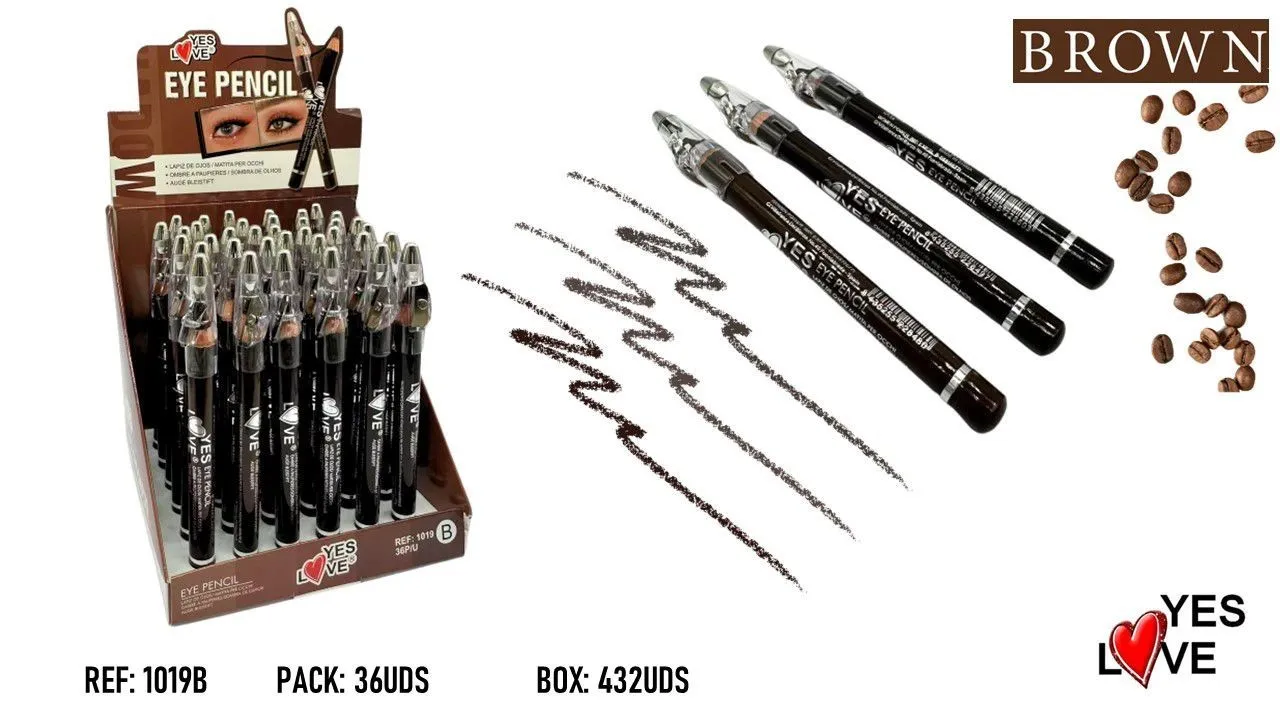 CRAYON GRAS YEUX SOURCILS BRUN INTENSE + TAILLE CRAYONS YES LOVE 1019B