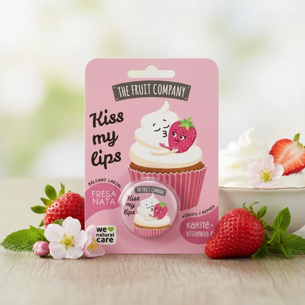 Lot de 12 (1,80€ la pièce) - BAUME À LÈVRES FRAISE CHANTILLY - THE FRUIT COMPANY