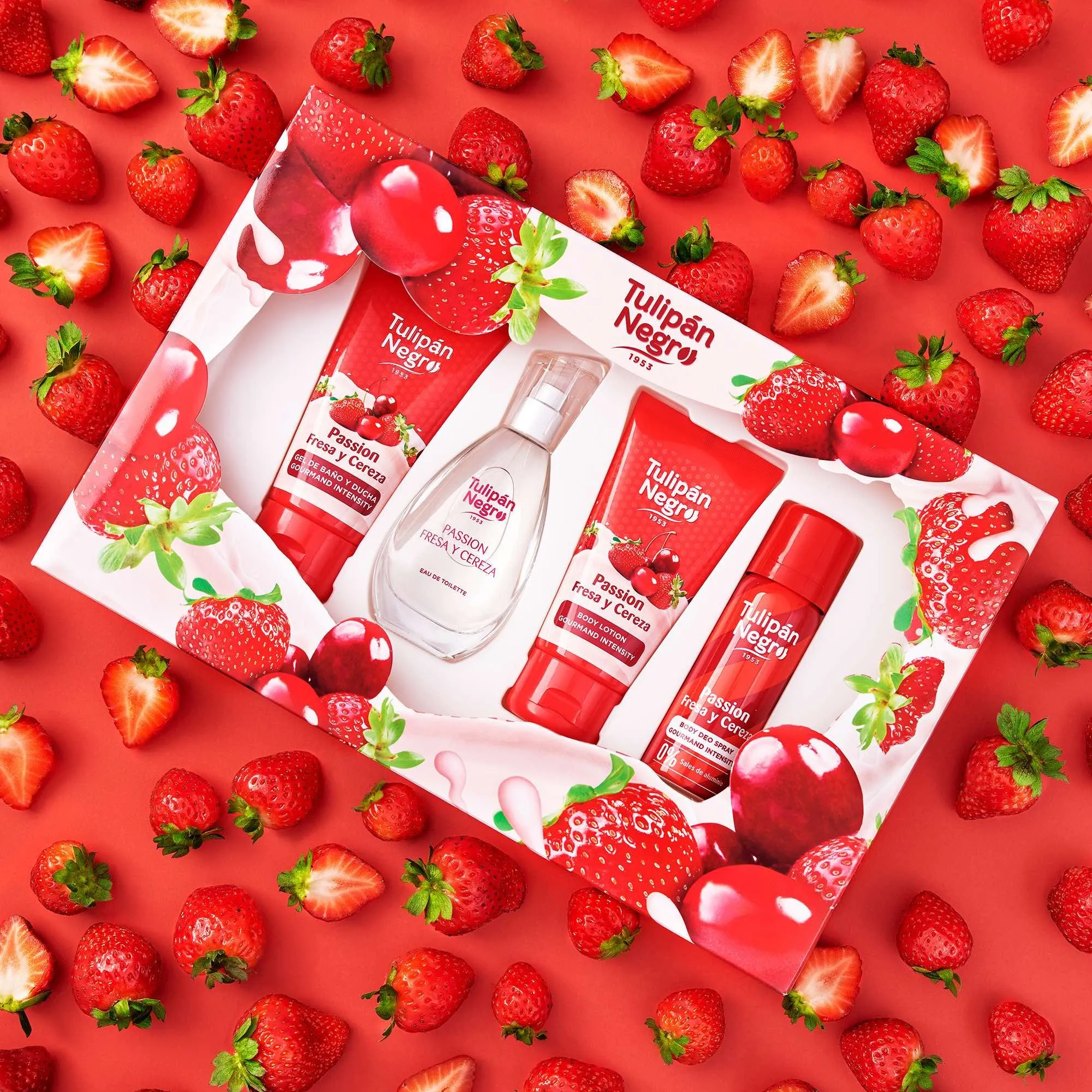 COFFRET GOURMAND TULIPAN NEGRO FRAISE CERISE